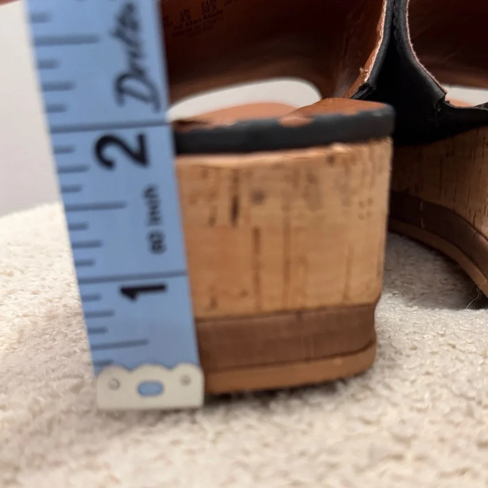 Naturalizer Black Cork Platform Wedge Slide Sandals Boho Minimalist Size 9.5M